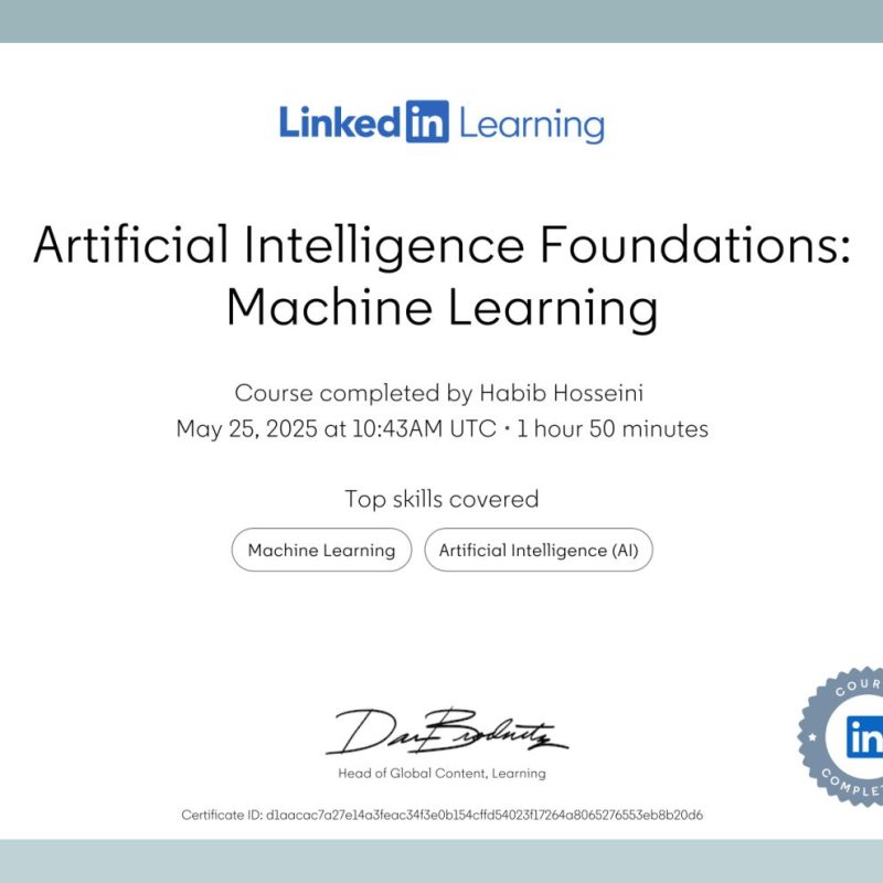 Artificial Intelligence Foundations: Machine Learning