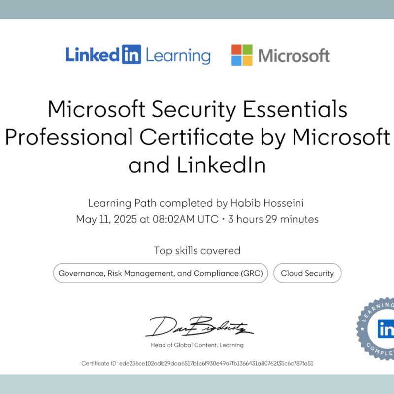 Microsoft Security Essentials Professional Certificate by Microsoft and LinkedIn
