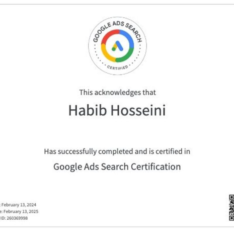 حبیب حسینی مدرس هوش مصنوعی دارنده گواهی نامه بین المللی -19