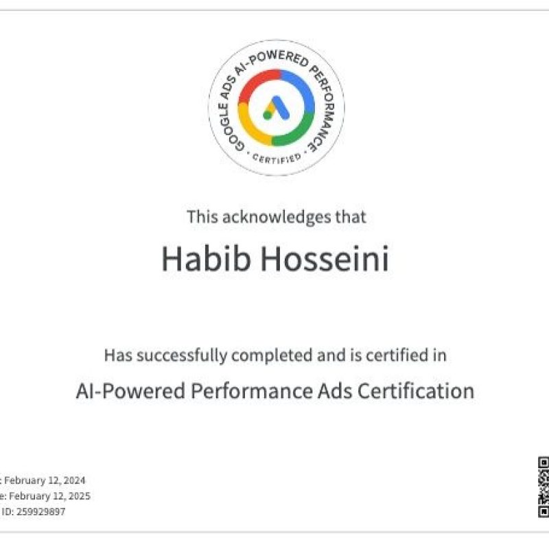 حبیب حسینی مدرس هوش مصنوعی دارنده گواهی نامه بین المللی -21