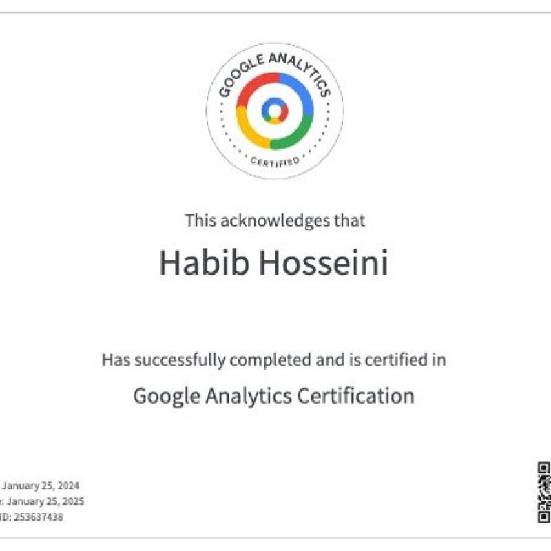 حبیب حسینی مدرس هوش مصنوعی دارنده گواهی نامه بین المللی -22